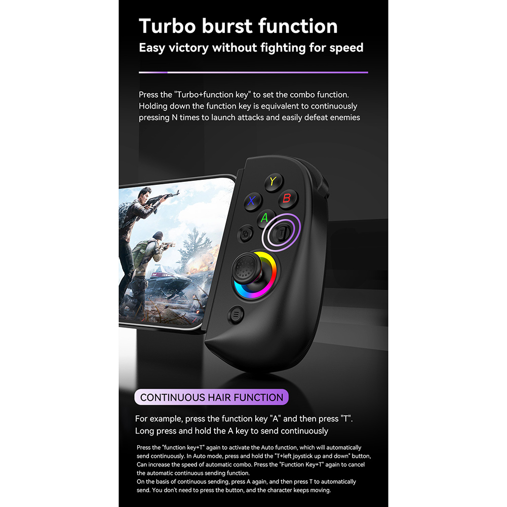 Qiunery D8 Wireless Stretching Extendable Game Console Telescopic Game Controller 20 Hours Playing Life Compatible For IPhone Android Phones Switch Console. 