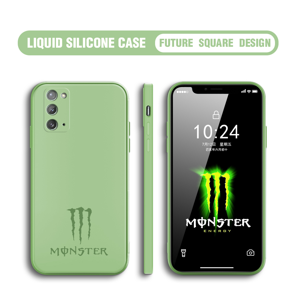 Hontinga for Samsung Galaxy Note 20 Case Fashion Monster Energy Silicone Square Edge Phone Cases Full Cover Camera Shockproof Protection Rubber Case. 