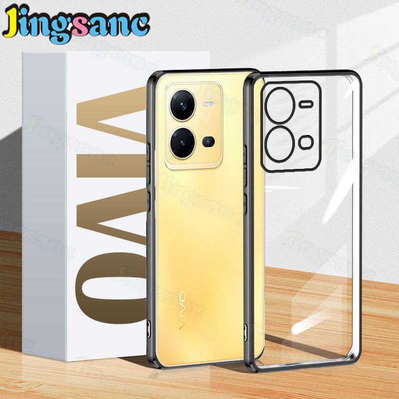 For VIVO V25 5G/V25e Phone Case Soft Silicone TPU Electroplating Clear Lens Protection Back Cover