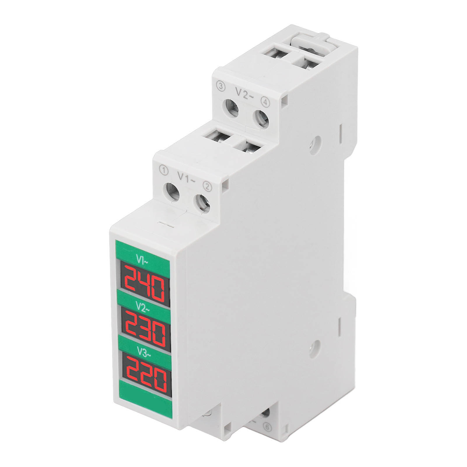 3 Phase AC Voltmeter Din Rail Mount LCD Digital Display Voltage Meter Electric Power Meter 60-450V 1pcs. 