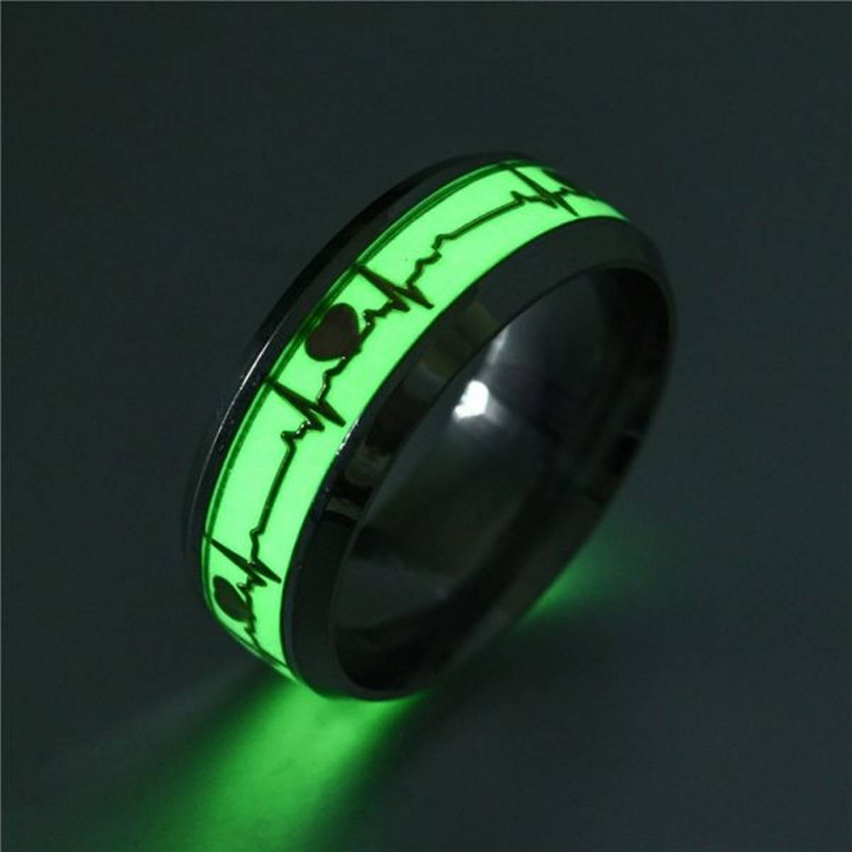 The Dark Heart Rate Stainless Steel Ring Christmas Fashion Jewelry Women Men Gift - Finger Ring
