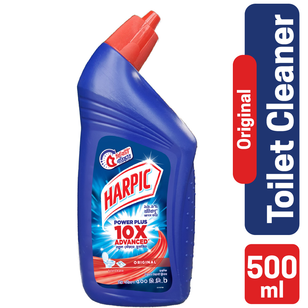 Harpic Toilet Cleaner Liquid 500ml Original Power Plus 10x Stronger, new & thicker formula kills 99.9% of germs