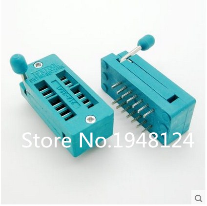 2PCS IC Test Universal ZIF Socket 14pin 14 pin dip 2.54mm IC Socket pitch