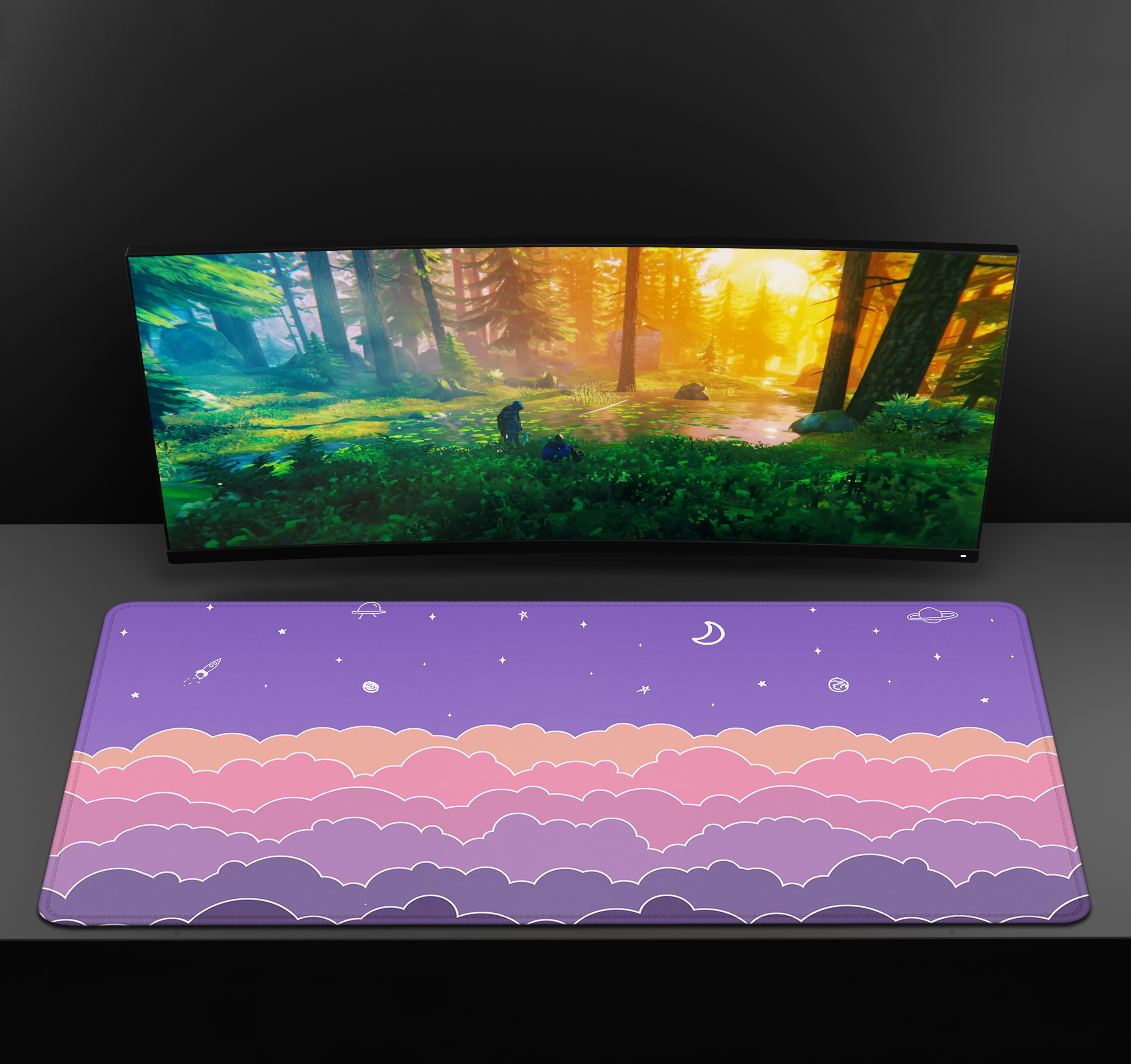 XL Table Pad Extension Soft Cloud Table Pad Kawaii Purple Mouse Pad Cute Gaming Keyboard Pad Large XXL Pink Mouse Pad 90x40. 