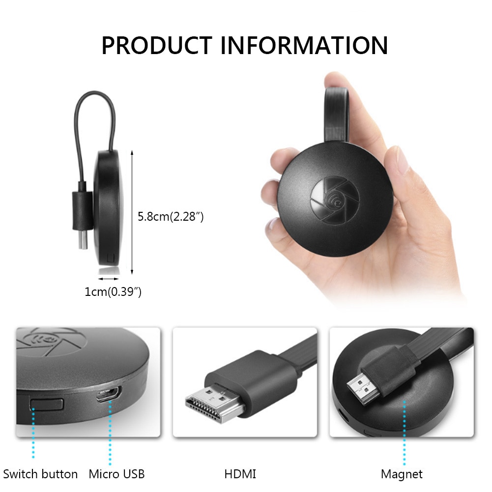 Miracast Android Dongle Mirascreen Wifi HDMI-compatible Airplay TV Stick Wireless Display Receiver 1080P Media Streamer Adapter. 