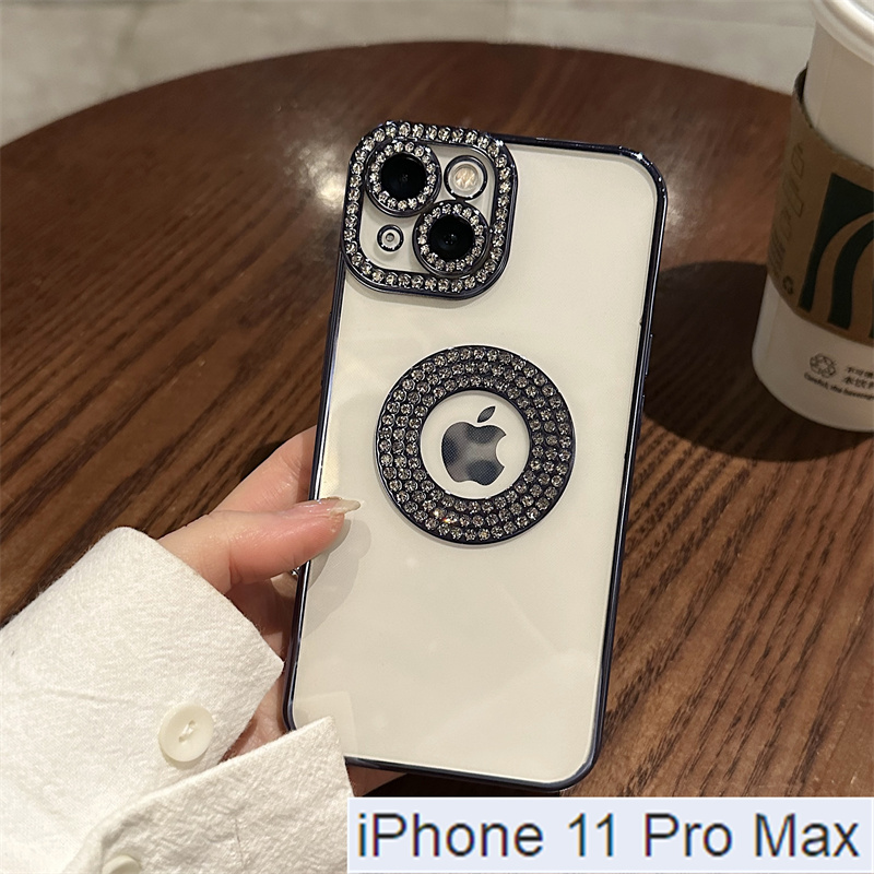 SUNAUDE For iPhone 11 Pro Max Mobile phone case with missing label and diamond inlay series sparkling and personalized high-end 2023 new and fresh new product phone protection case comfortable soft anti slip protection case. 