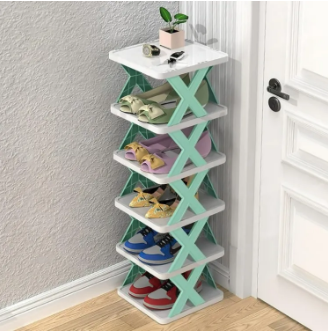 5-Tier Small Tall narrow vertical shoe rack,Stackable Free Standing Shoe Rack,Space Saving Furniture Shoe Storage Organizer. 