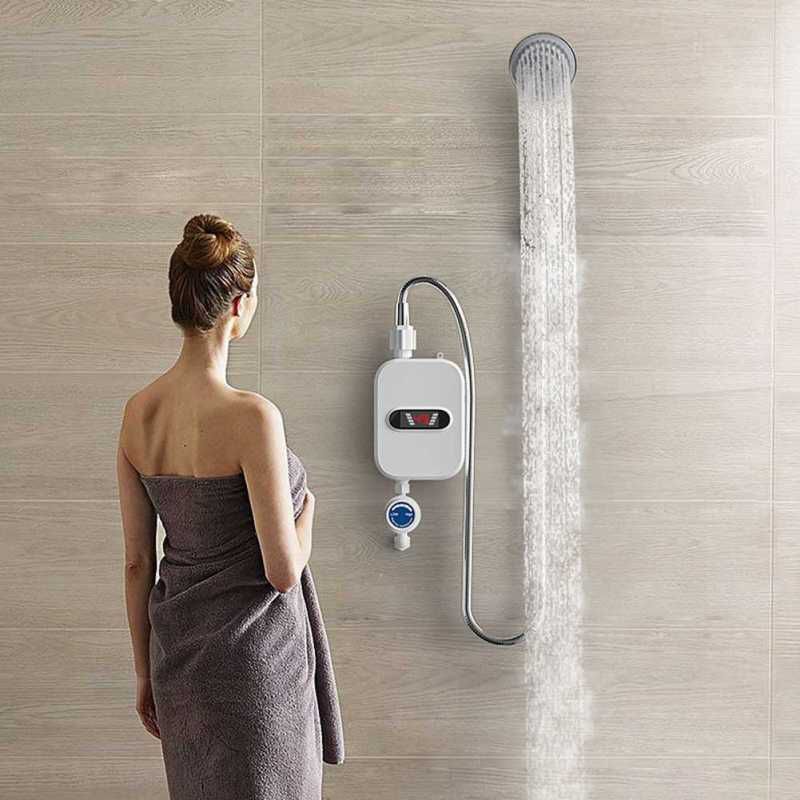 RX-021 Thermostatic Water Heater with Shower and LCD Screen, Boiler Hot Water Heater in 3 Seconds with 3500W. 