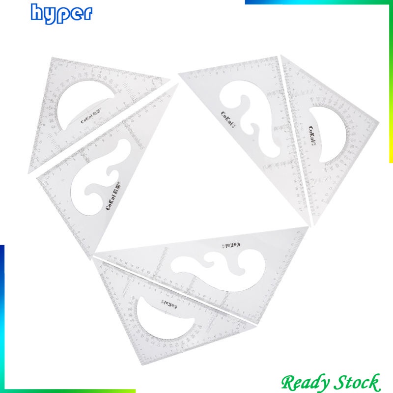 Pack of 2 Triangular Ruler Set, 30/60 and 45/90 Triangles, Set Squares, Geometry Ruler Precise Imperial Graduation Drafting Drawing Measuring Rulers. 