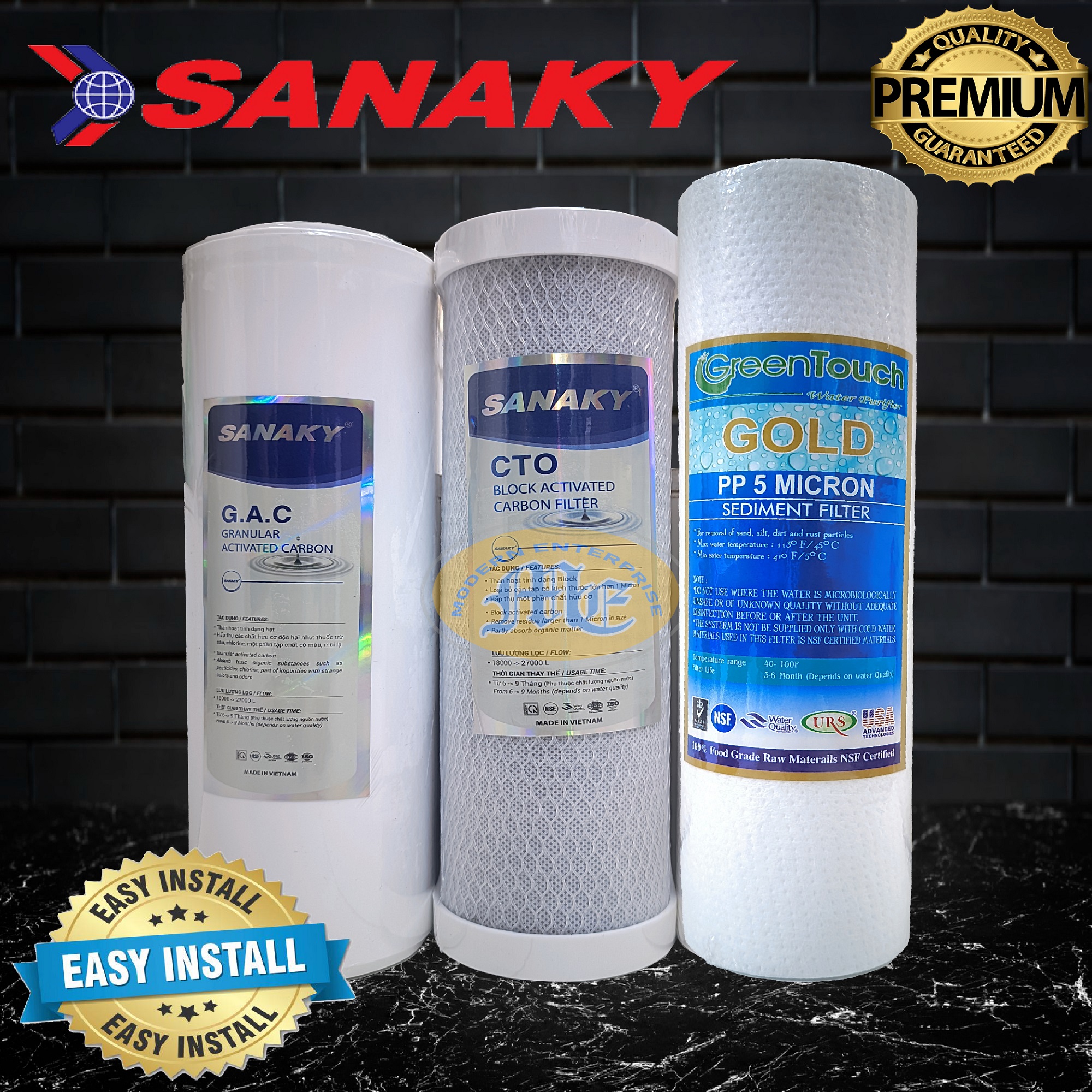 Water Purifier Sanaky 3 in 1 UDF CTO PP Combo Package. 