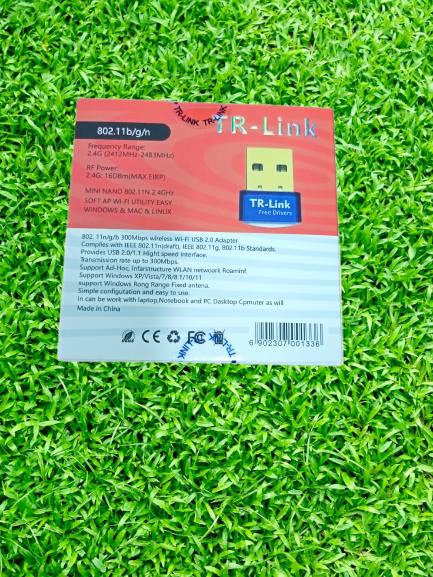 TR - Link 300 MBPS Mini Wireless N USB Adapter - Driver Free for Laptop & Desktop computer- 1 year warranty. 