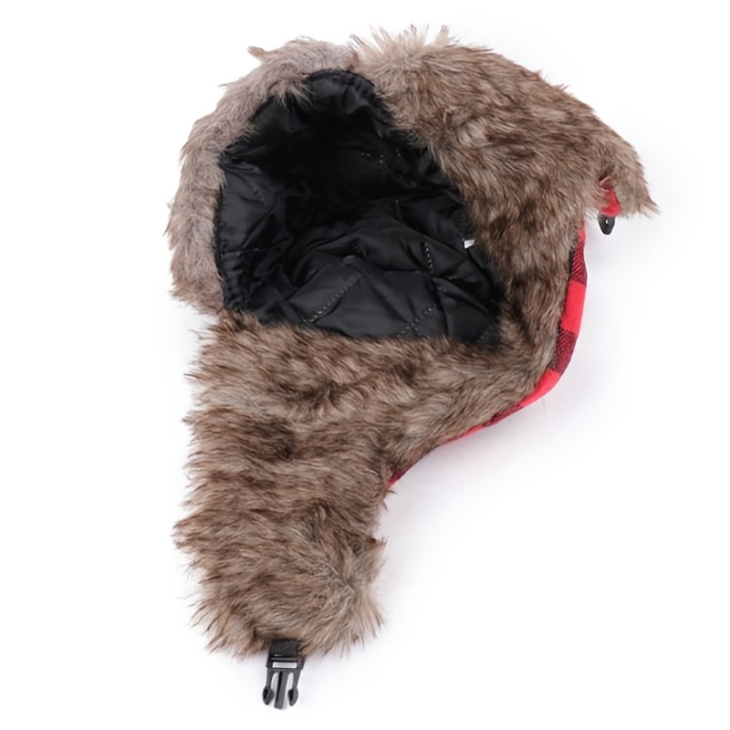 Stay Warm and Stylish with this Buffalo Plaid Ushanka Hat - Perfect for Men and Women in Winter!. 