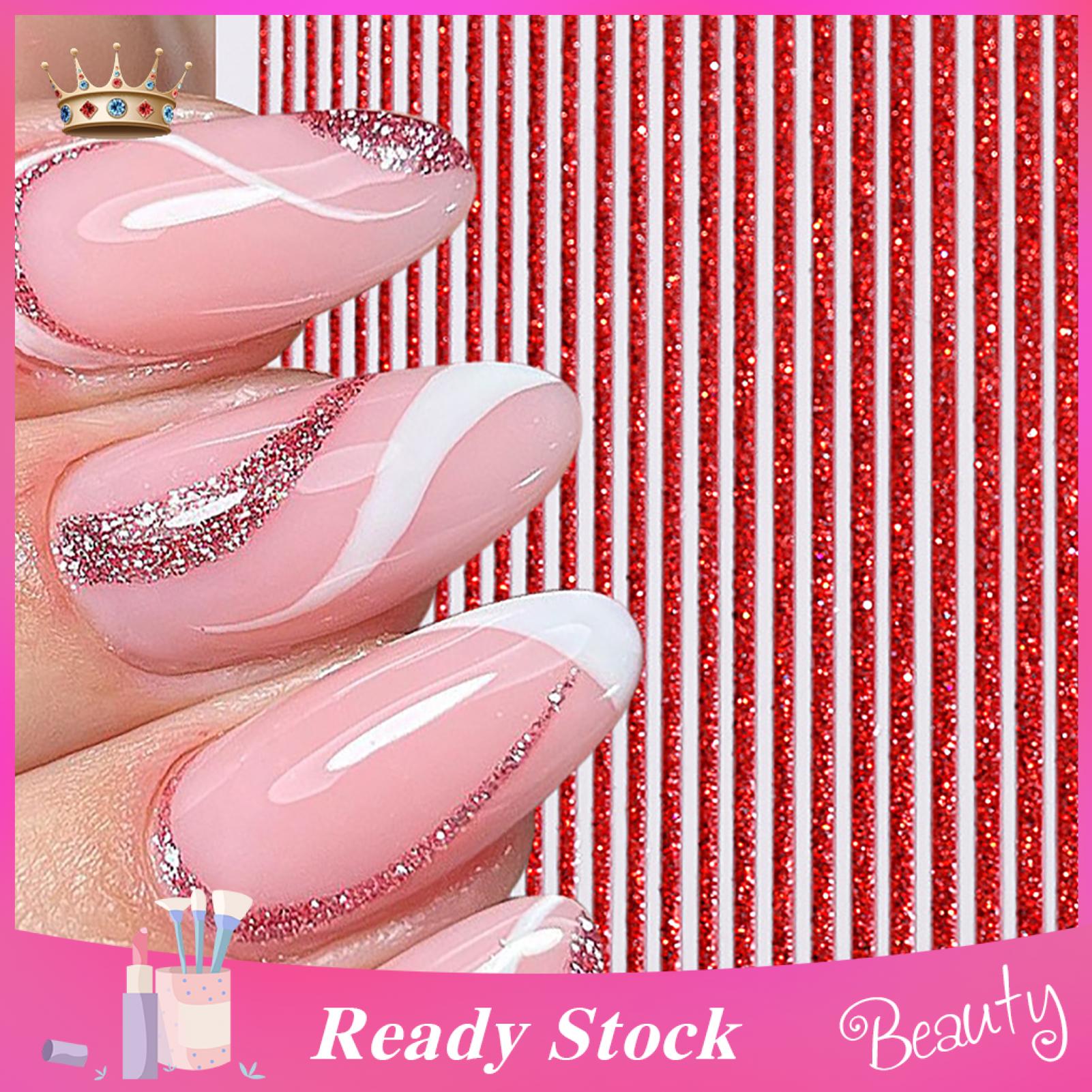 Lines Nail Stickers Bendable Glitter Nail Adhesive Decal Sticker