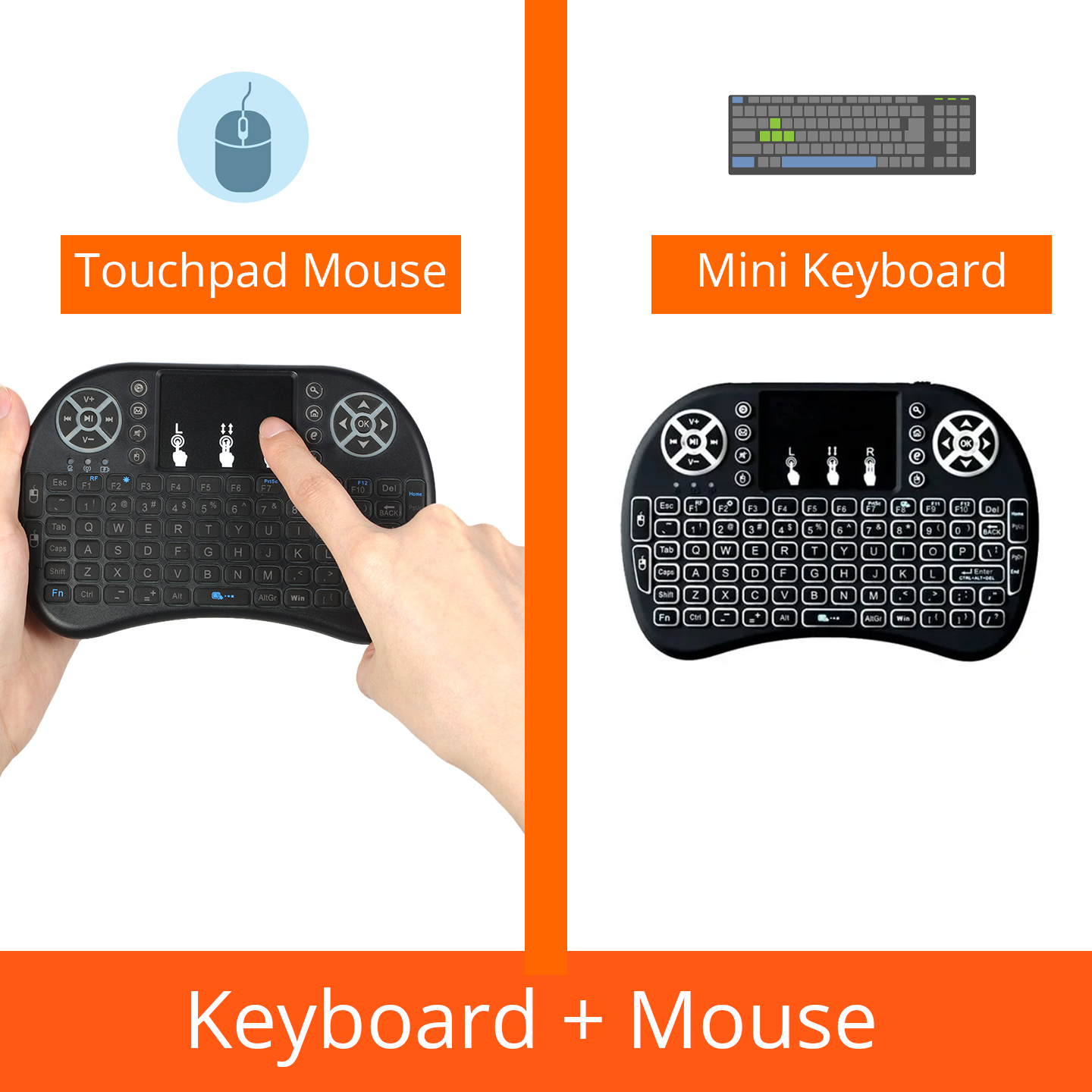 Mini Keyboard And Touchpad Mouse Combo i8 Multicolor RGB Backlit Rechargeable Handheld Wireless Keyboard Support PC Laptop Desktop Android TV Box. 