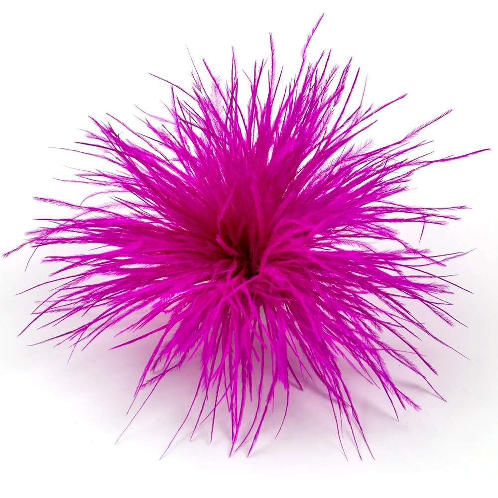 Natural Ostrich Feather Brooch Black Women Luxury Brooch with Plumes Lapel Pins Hair Hat Decoration Jewelry Gift Hair Accessory