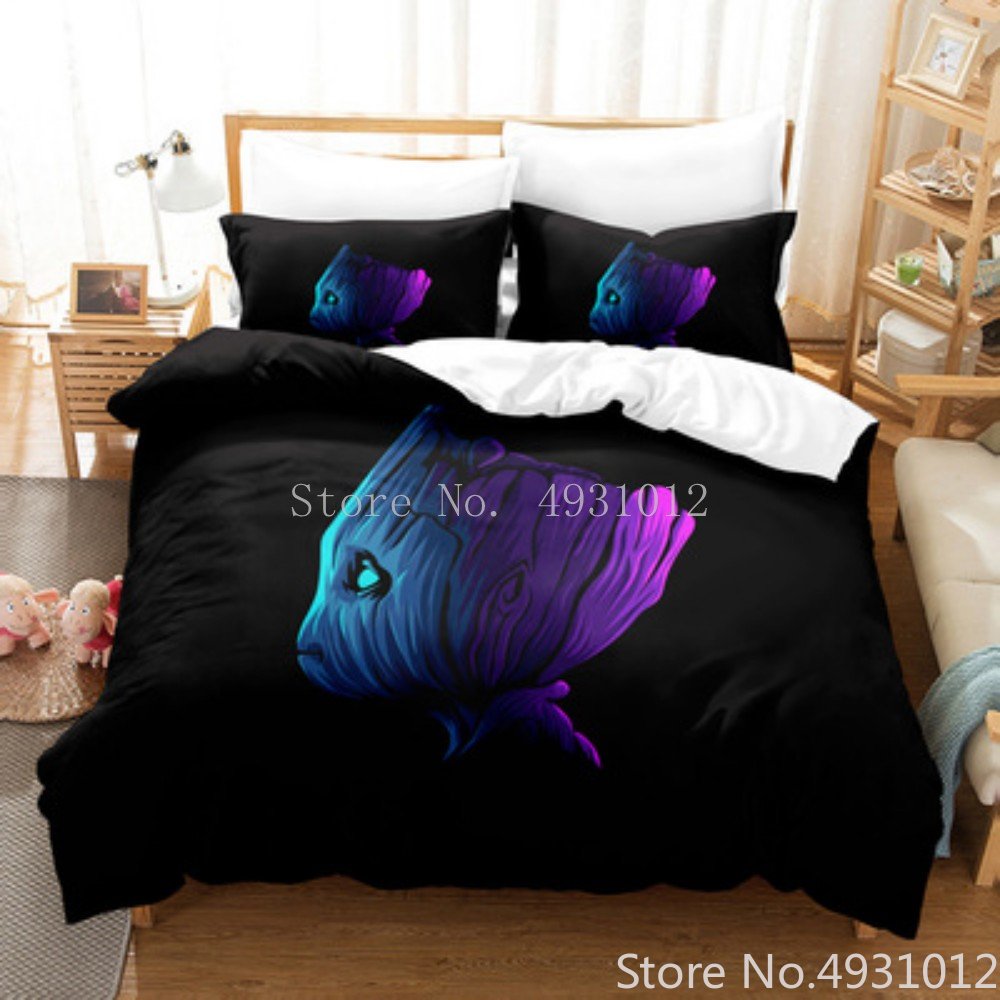 Avengers Hero Series Groot Bedding Set Digital Print 3Pcs Duvet Cover Pillowcase Home Textile Single Double King Bed Size. 