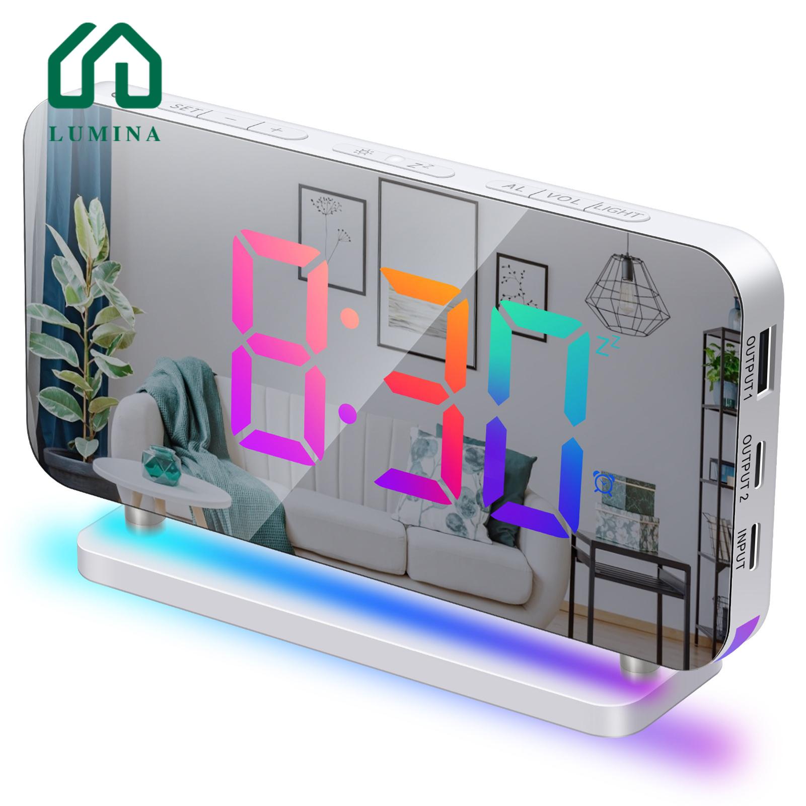 Lumina Rgb Alarm Clock Modern Led Table Clock with Automatic Dimming Snooze Function Easy to Read Stylish Decor for Homes Modern Led Time Display Clock. 