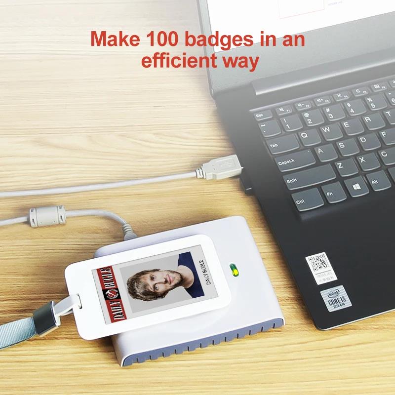 3.7 Inch Eink Batteryless NFC Epaper ESL Label Work ID Card E-ink Officer Badge Electronic Nameplate Digital Name Display Tag. 