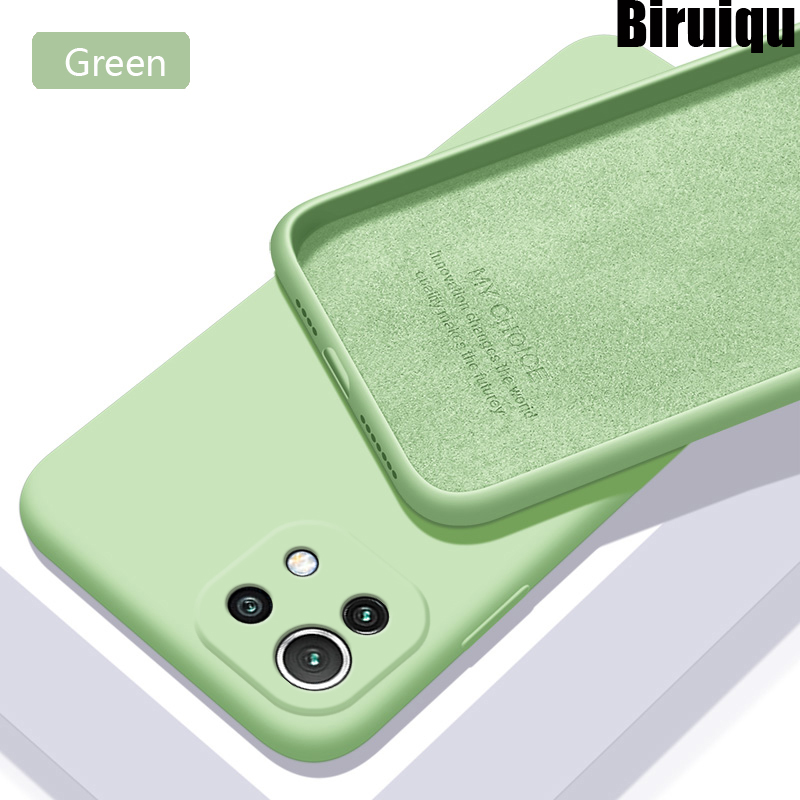 Biruiqu for Xiaomi Mi 11 Lite liquid silicone case soft rubber bumper cover