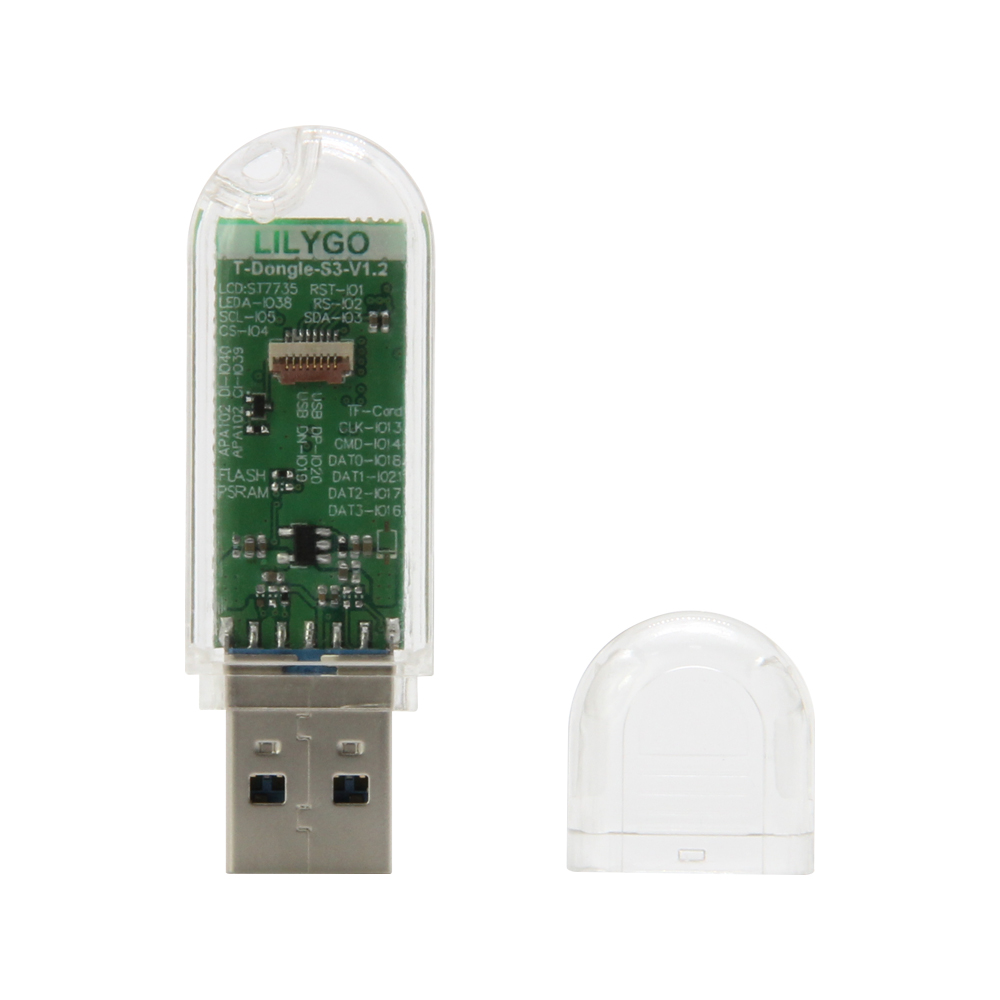 LILYGO® T-Dongle-S3 ESP32-S3 Dongle With 0.96 inch ST7735 LCD Display Screen Support WiFi BLE Hidden TF Card Development Board. 