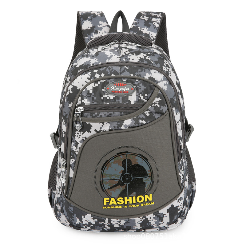 School bag, male primary school students, one, two, three to six grades, four, five, camouflage, dirt-resistant, spine protection, large-capacity children's backpack