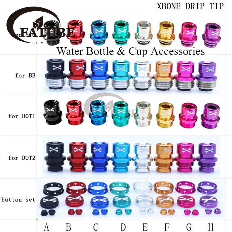 DRIP TIP XBone Aluminum 510 X Bone Drip Tip Dot Aio V2 1 PRESS KEY Button Set Billet BB for Petri BOX Water Bottle Cup cover