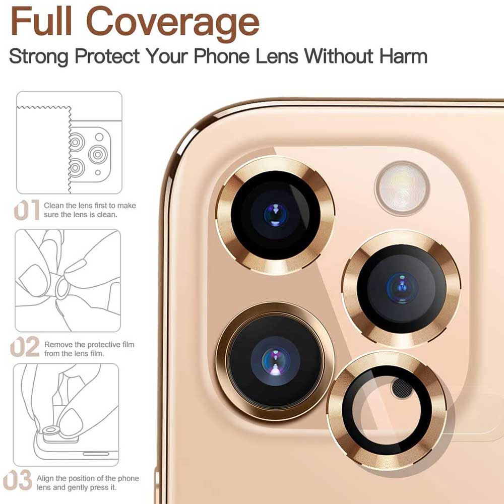 For Apple iPhone 11 Pro Max Gold  Color WSKEN Metal Anti Scratch Camera Lens Screen Protector. 