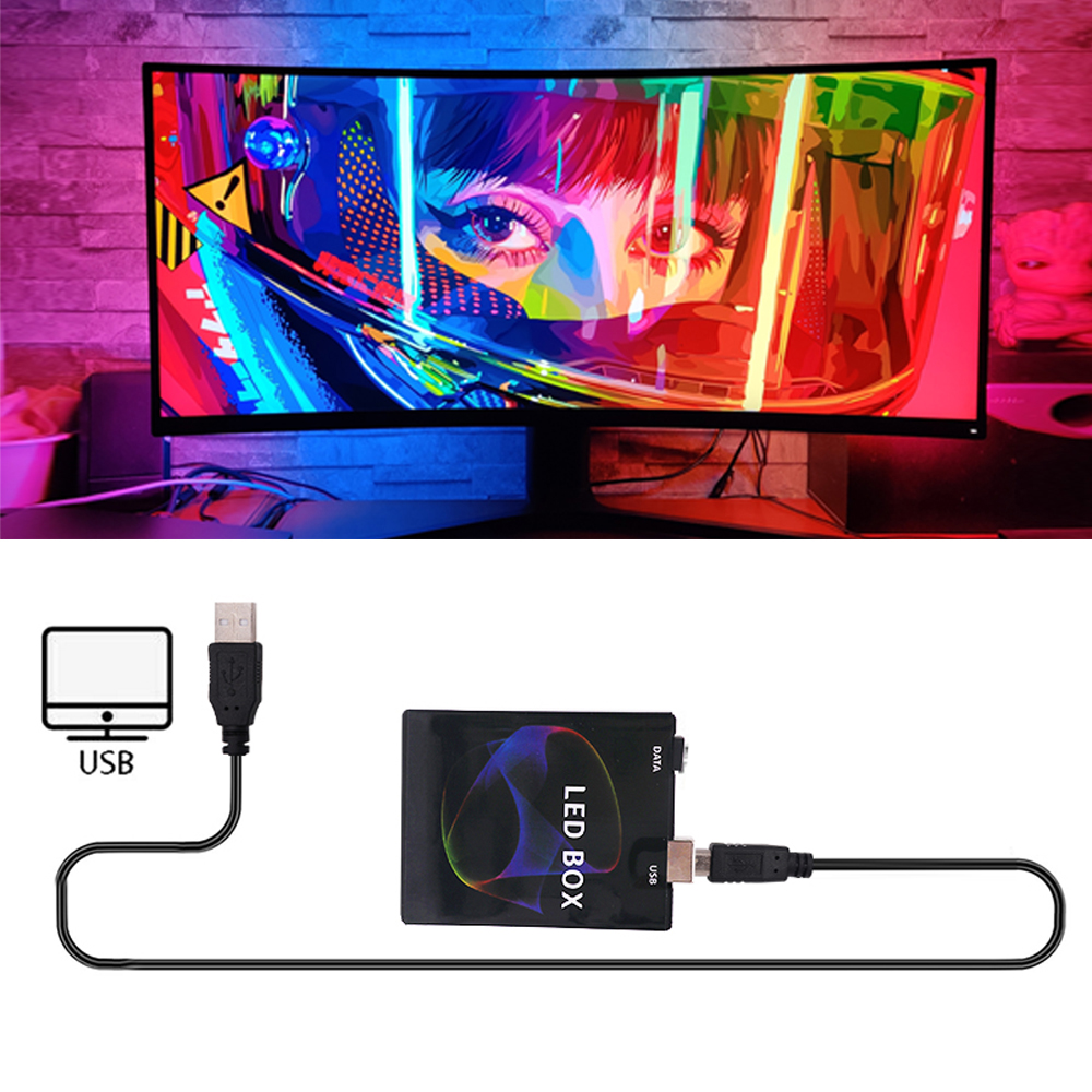DC 5V DIY Ambient TV PC Dream Screen WS2811 WS2812B SK6812 RGB USB LED Strip Control Box Computer PC Screen Backlight. 