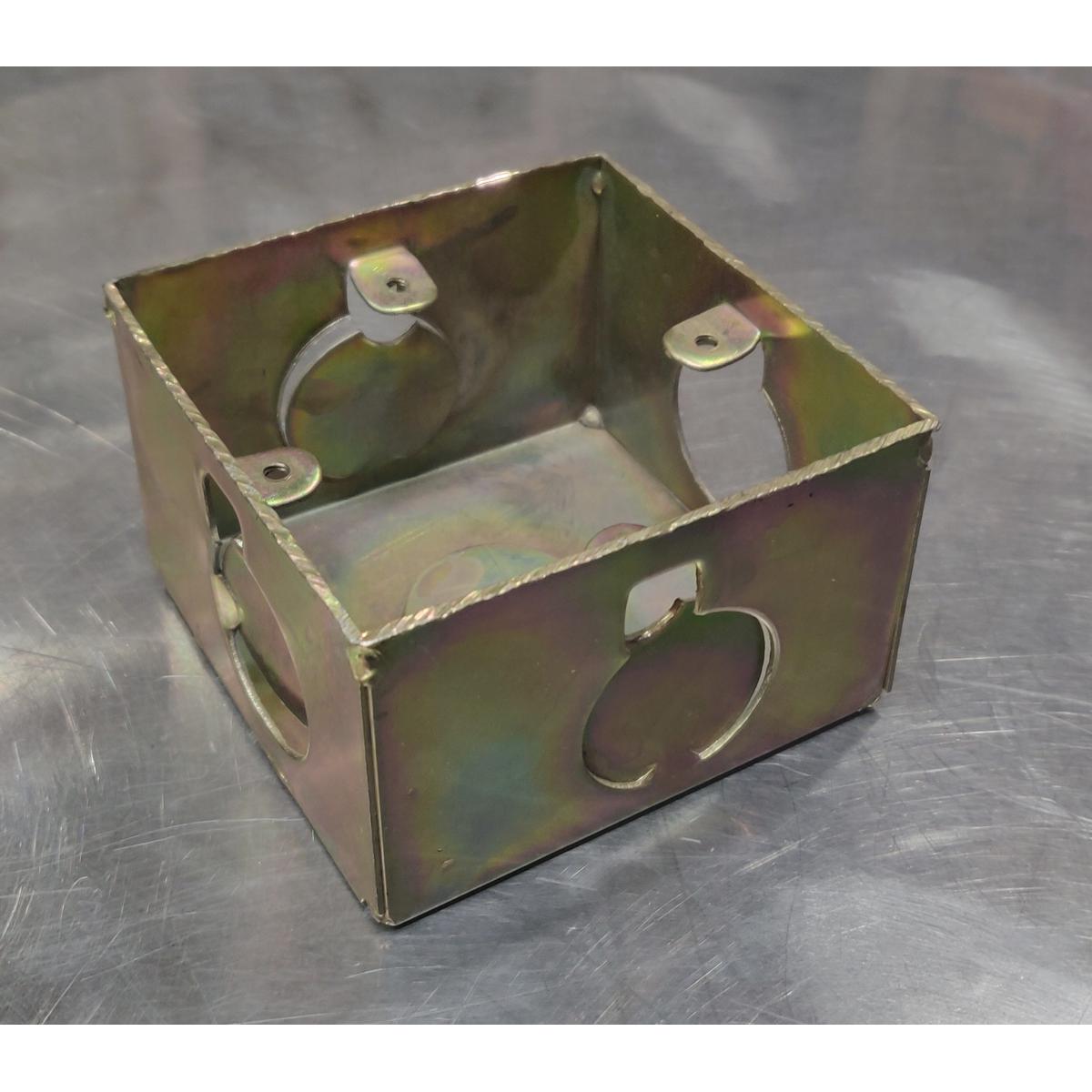 One Gang Steel Junction Box For Electrical Wiring Square Edge Yellow Metal Wall Mount Switch Back 1 Part 1Gang