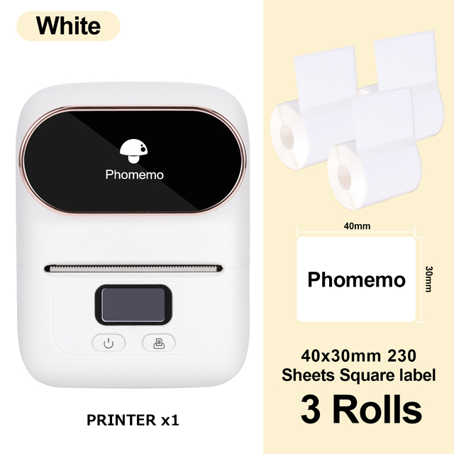 Phomemo M110 Label Maker - Portable Blue-tooth Thermal Label Maker Printer for Barcode, Clothing, Jewelry, Retail, Mailing, Compatible with Android & iOS System, Support 20mm-50mm Width Sticker Paper printing. 