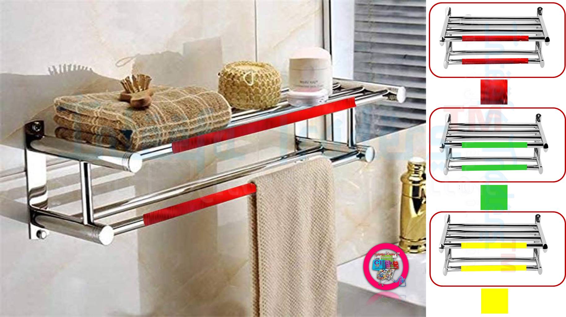 Stainless Steel Wall Mounted Towel Rack Bathroom Hotel Rail Holder Storage Shelf