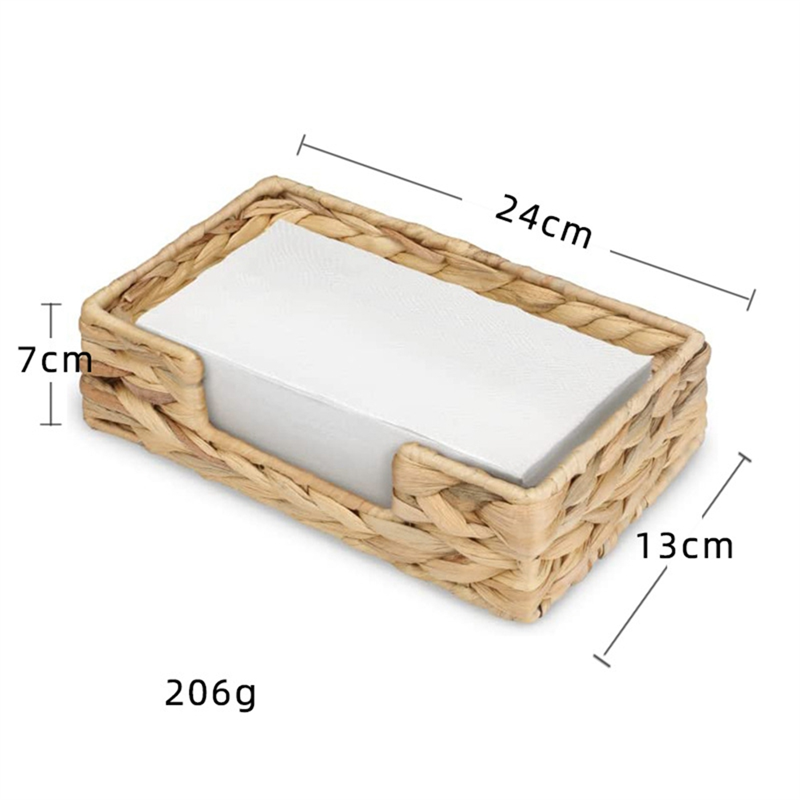 2PCS Bathroom Disposable Guest Towel Holder Long Seagrass Woven Rattan Wicker Table Hand Guest Towel Basket Tray,L. 