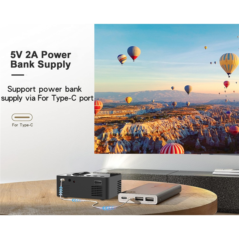 Projector LED HD 1080P Wireless Mobile Phone Mini Projector with Projector Stand Portable Home Theater Video Player, Fine Workmanship -B. 