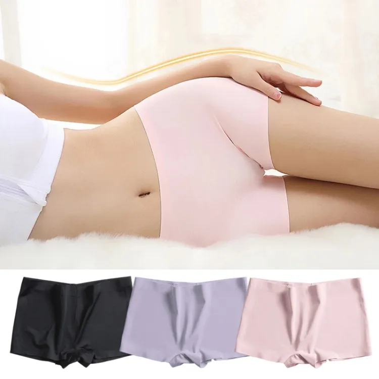 Intimates Mid Waist Briefs Seamless Boxers Women Panties Female Lingerie  Sports Seamless Solid Panty Breathable Shorts
