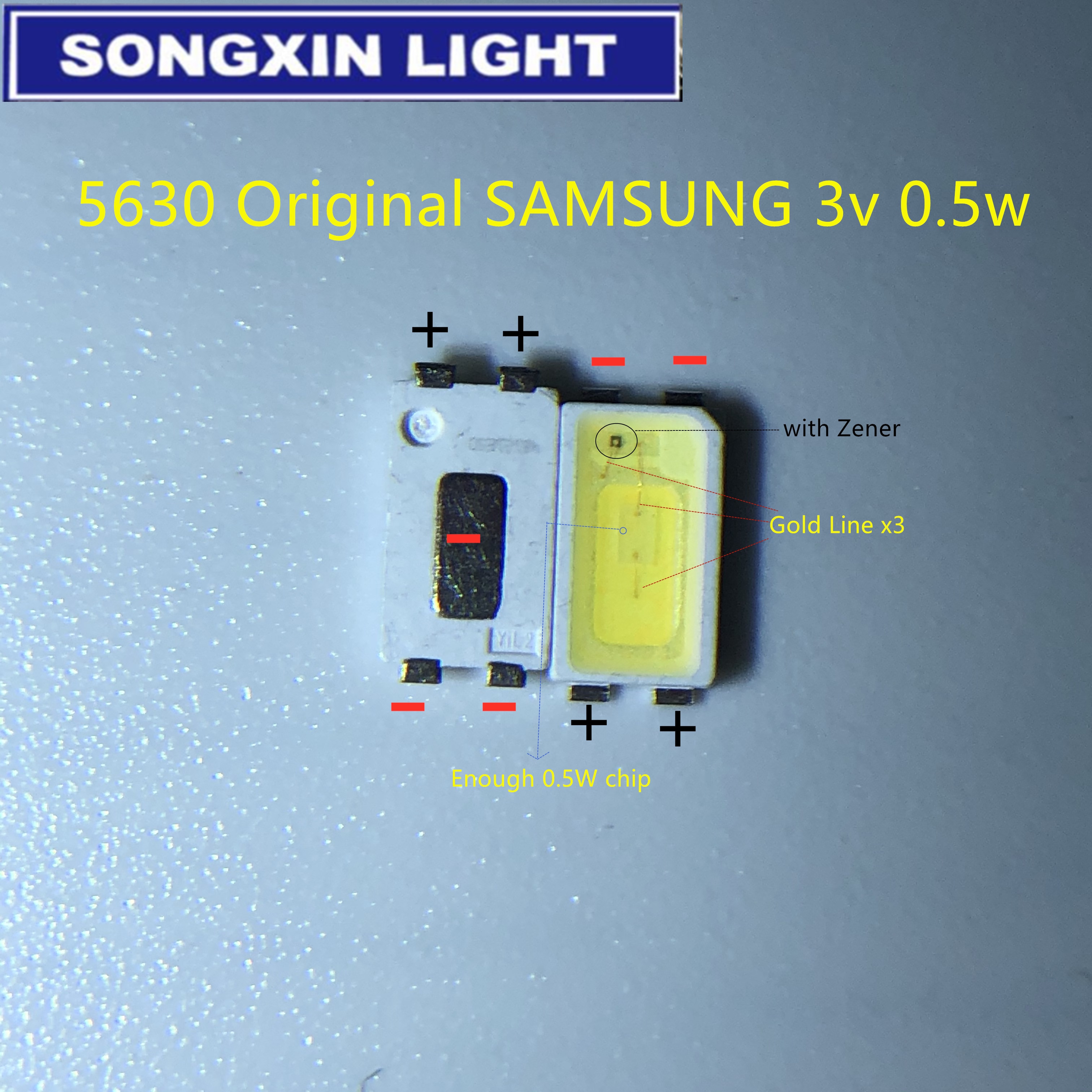 【happy one】200pcs FOR SAMSUNG High Power 5630 LED Television Backlit Diode SMD 5630 LCD 0.5W 3V Cool White TV Backlight. 