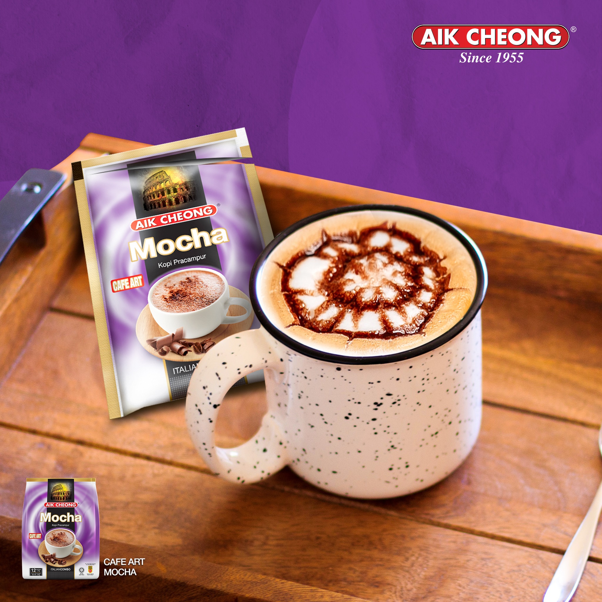 Aik Cheong Mocha Instant Coffee 300g (25g x 12 sachets). 