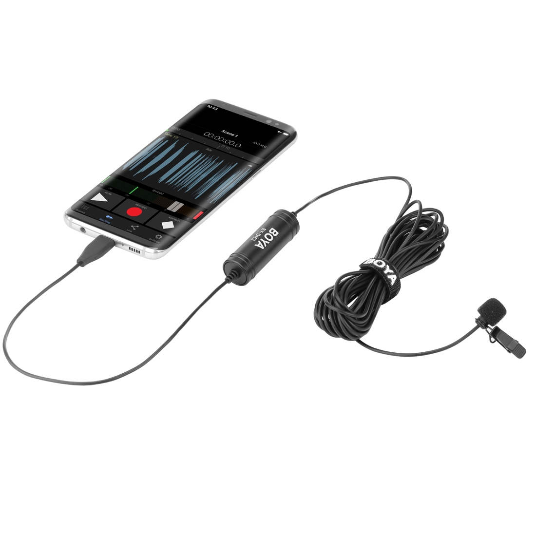 New- BOYA BY-DM2 USB-C / Type-C Broadcast Lavalier Condenser Microphone with Windscreen for Android Phones / s (Black). 