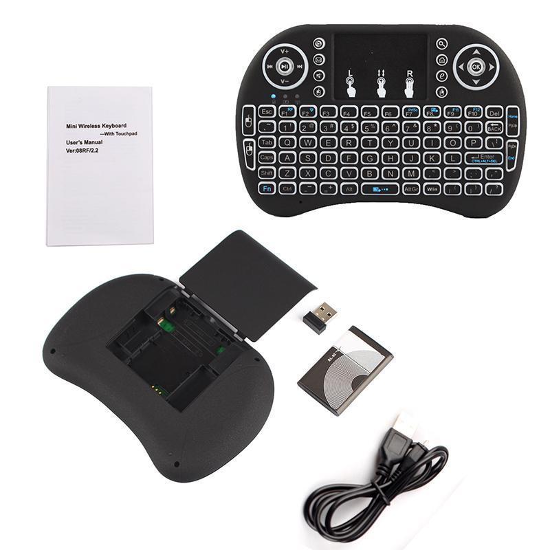 I8-B Wireless Rechargable Backlit Mini Keyboard With Touchpad Mouse - For Android Tv Box / Smart Tv Box - Keyboard - Wireless Keyboard RGB Lighting. 