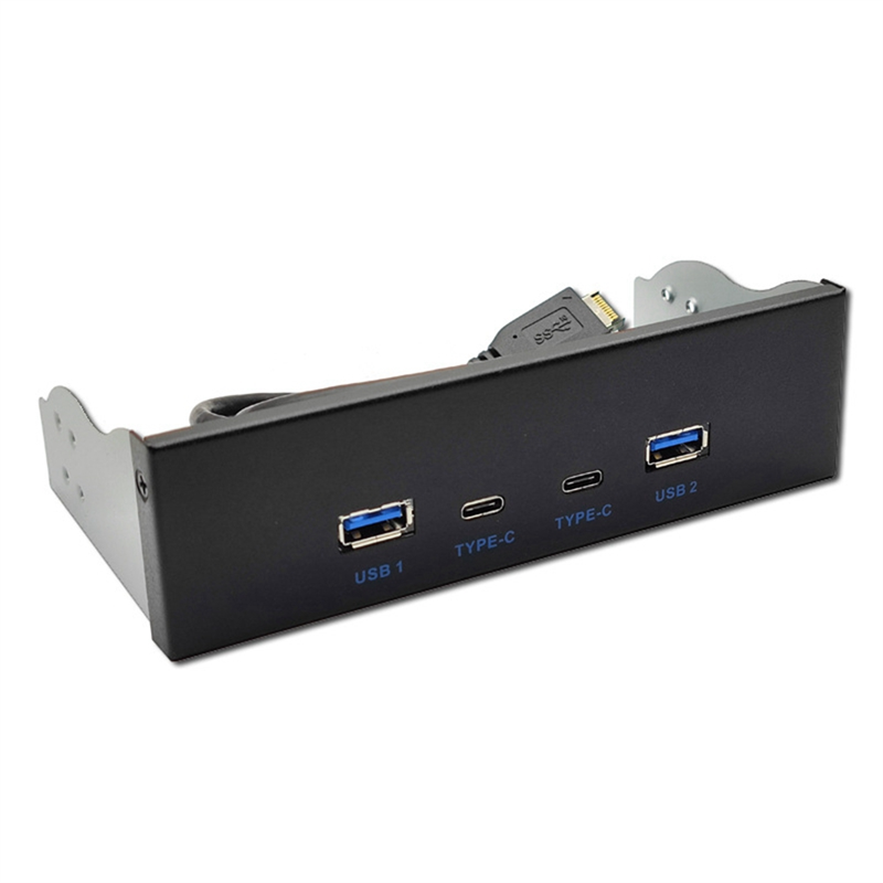 USB3.2 TYPE-C Optical Drive Panel 2X USB GEN2+2X TYPE-C 3.5-Inch 5.25-Inch HUB 19PIN to C-Port Front Back Plug. 