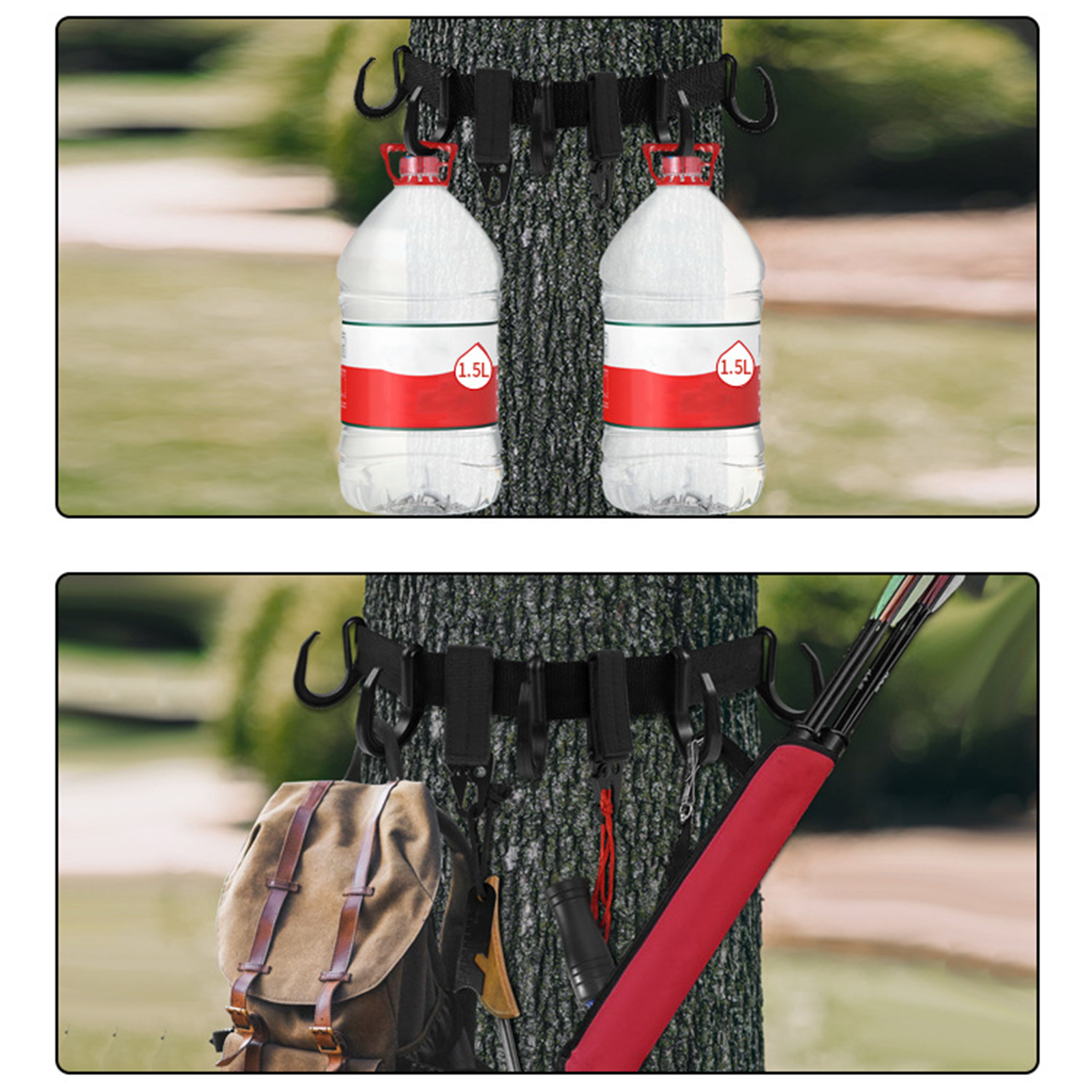 Multi-hook Hanger Strong Load-bearing Hunting Gear Hanger with Quick Release Multi-hook Tree Stand Strap Holder less Than Treestand Strap Hanger. 