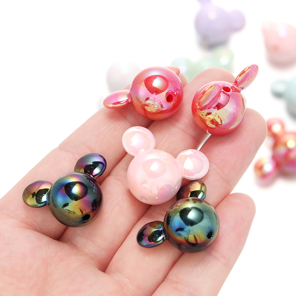St.kunkka 2pcs 23.5x29.5mm Mickey Mouse Head Beads Acrylic UV Color-Plated Mickey Mouse Head Beads For DIY Beaded Bracelet. 