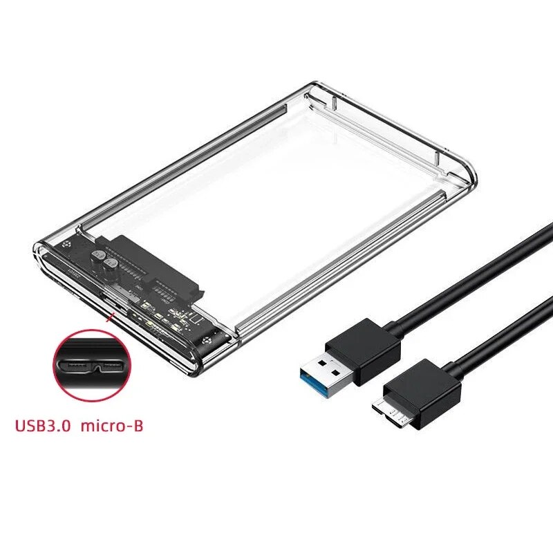 USB 3.0/Type C HDD Enclosure 2.5 inch SATA SSD External Hard Drive Case with 5Gbps Transfer Speed Clear Harddisk Boxs Tool-Free. 