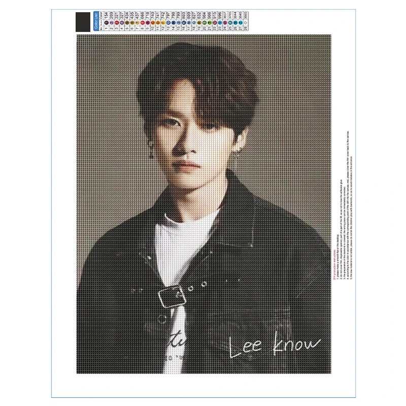 5D Diamond Painting Portrait Kpop Korean Star Craft Gifts Rhinestones Stray Kids Cross Stitch Embroidery Kits Home Decor. 