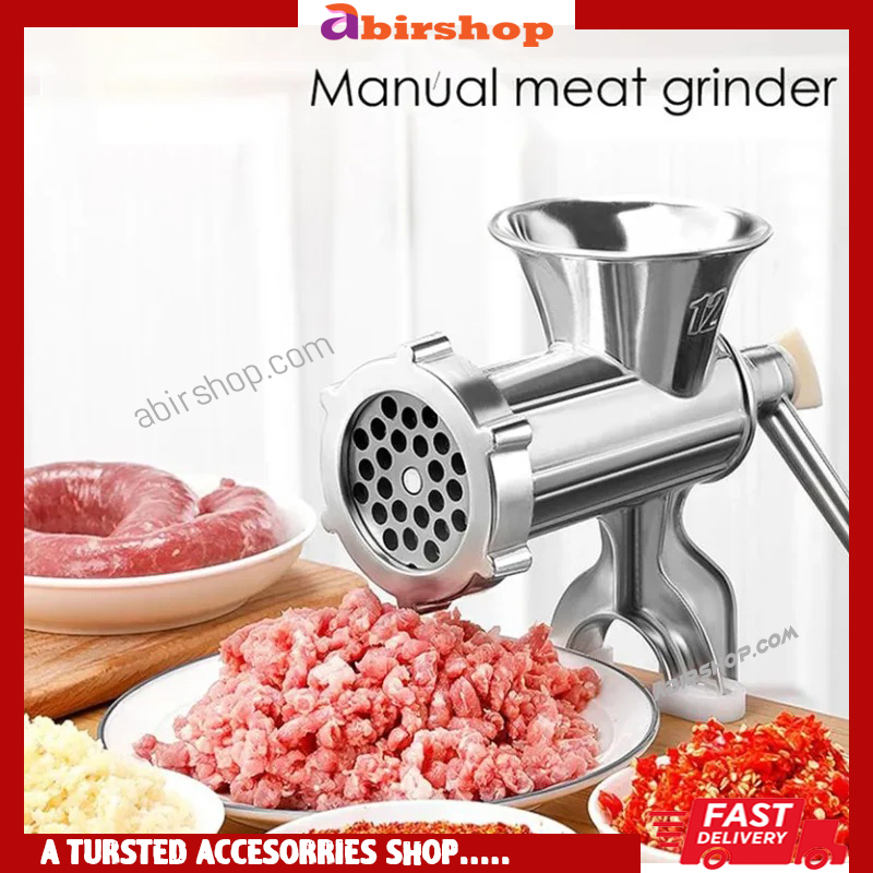 High Quality Multipurpose Manual Meat Grinder for grinding meat, pepper, and vegetables Manual Meat Grinder 10 Sizes Minced Meat Sausage Stuffer Machine Meat Grinder Suction Cup Type with Sausage Stuffer Silver Aluminium Alloy for Minced Meat