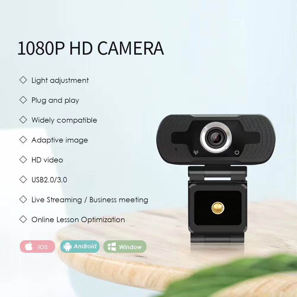 Webcam Full HD 1080P Webcam For Online Teaching Video Calling Recording Web Cam Computer PC Laptop Camera. 