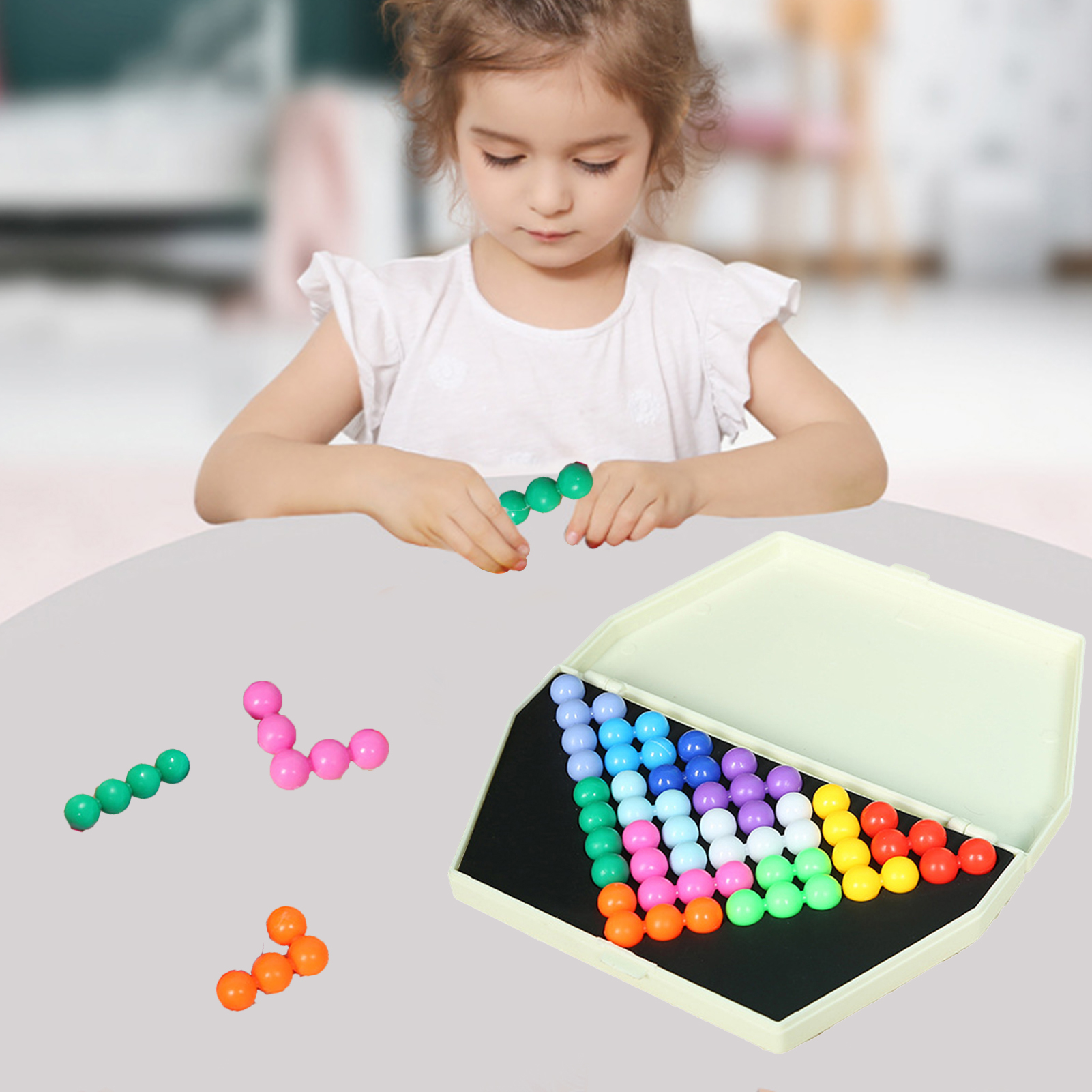 Interactive Kids' Smart Bead Pyramid Game Engaging Educational Toy for Developing Children's Intelligence Colorful Balls Puzzle Challenges Ideal for Southeast Asian Buyers. 