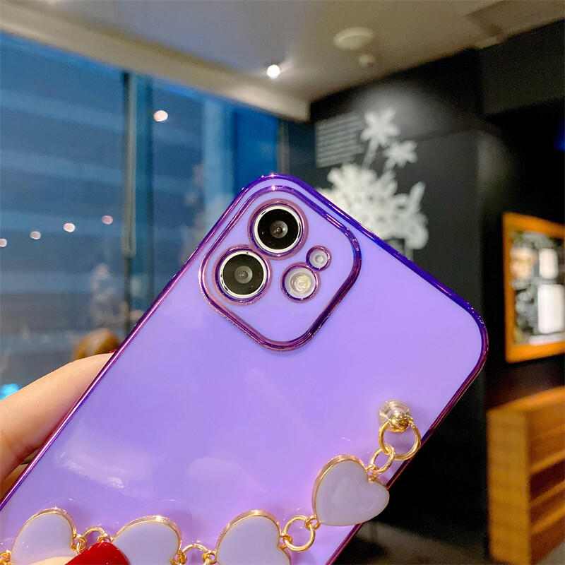 Phone case OPPO A92 Soft Case Transparent Plating Electroplating Shiny Cases + Love Bracelet For OPPO A92 Cover. 