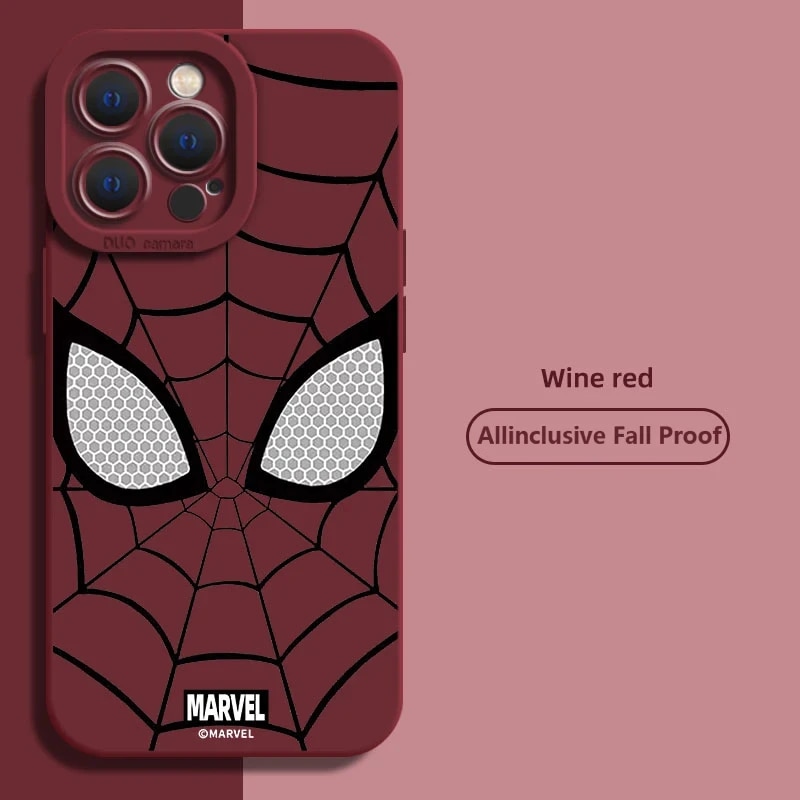 Marvel Spider Man Plain Multistep Phone Case for iPhone 15 Pro Max 14 13 12 11 Pro Max XR XS X 7 8 15 Plus SE2 Soft Cover Etui. 