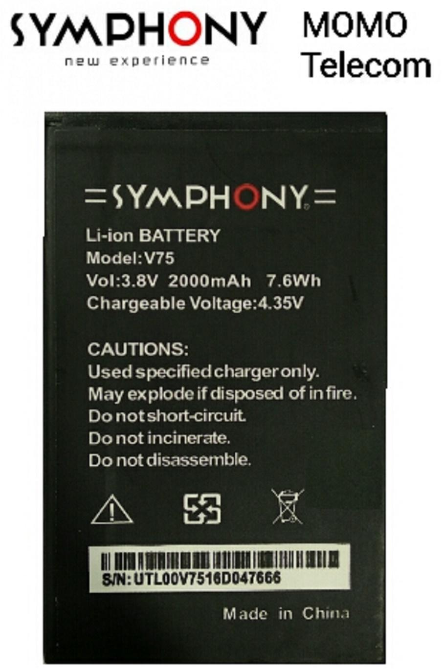 Mobile Battery for Symphony V75 - 2000mAh. 