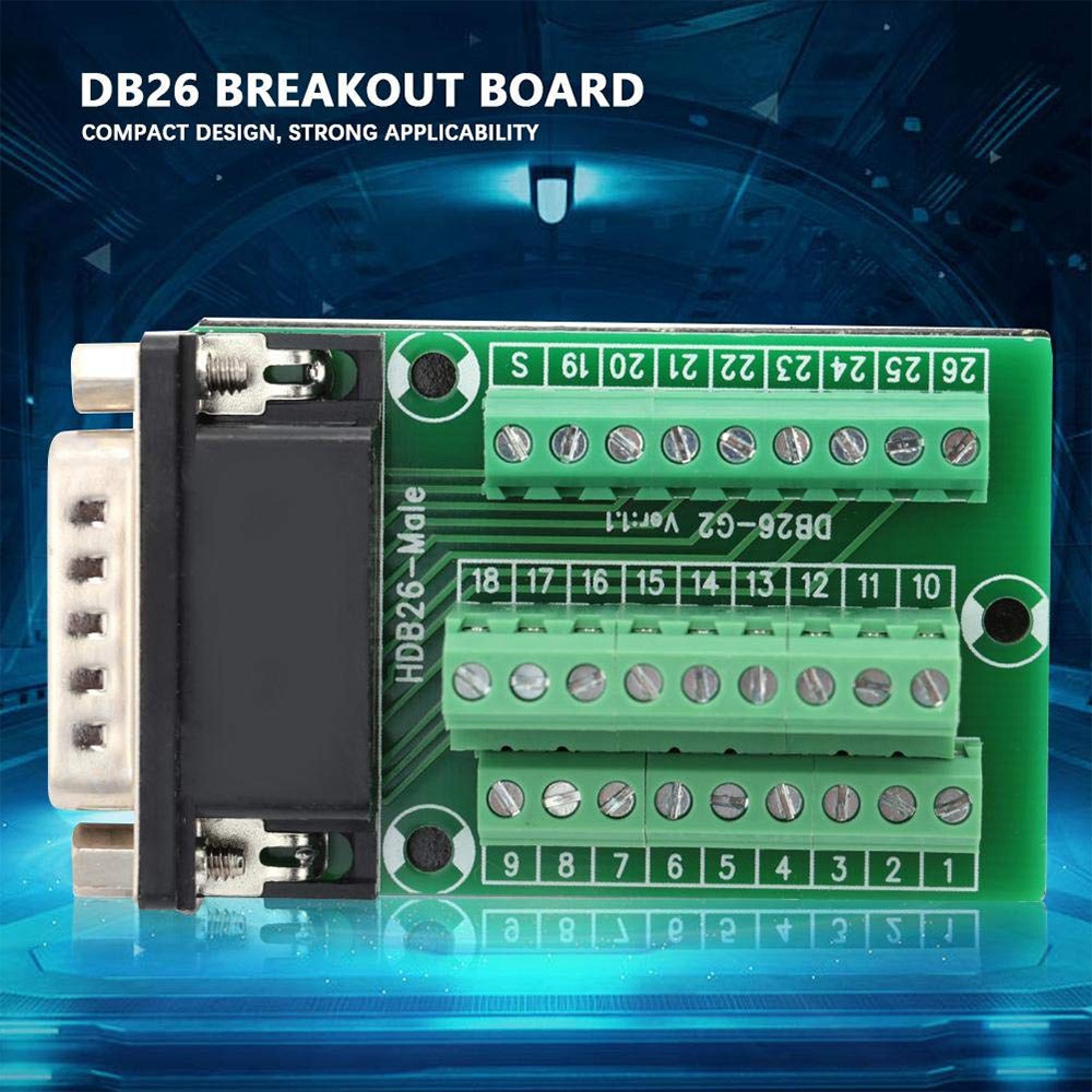 26 Pin DB26 D-SUB Male Adapter to PCB Terminal Signals Module. 